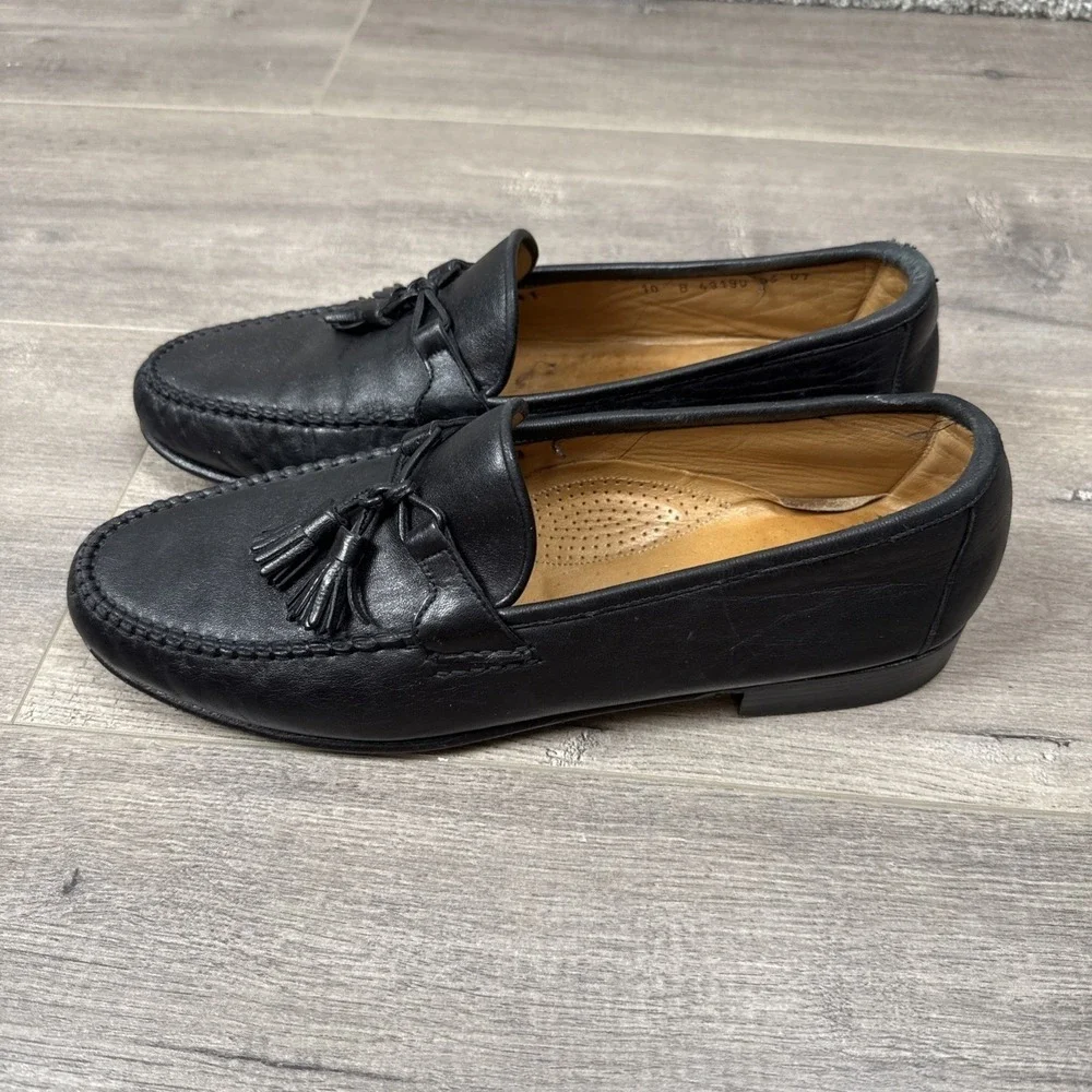 Allen Edmonds Urbino Black Leather Tassel Loafers Mens 10 B Made in Italy 49190